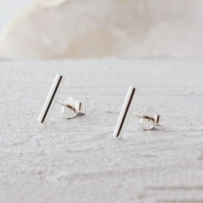 Sterling Silver Simple Bar Earrings