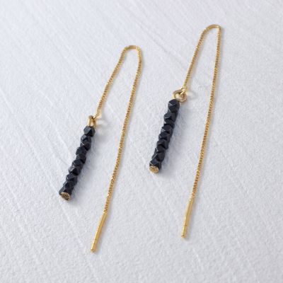 Black Brass + Gold Vermeil Threader Earrings
