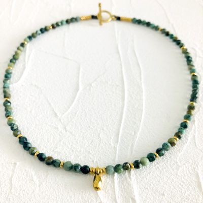 Faceted African Turquoise Gold Drop Necklace