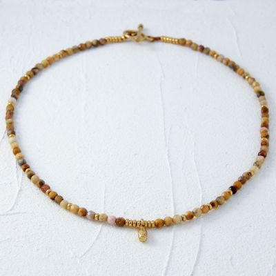Faceted Golden Palette Agate Gold Drop Necklace