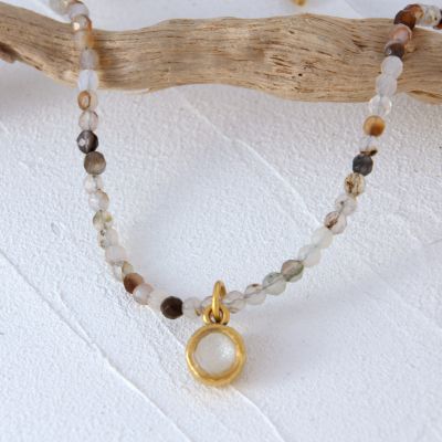 Madagascar Agate Circle Charm Necklace