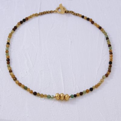 Forest Palette Faceted Agate + Gold Trio Necklace