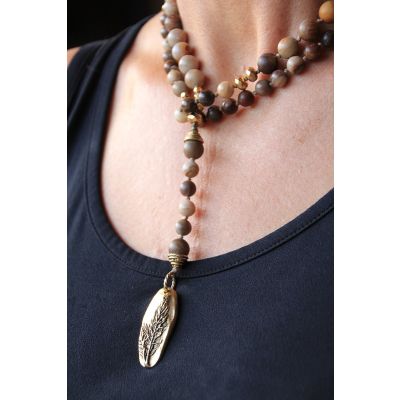 Wood Opalite + Gold Spruce Pendant Hero Necklace