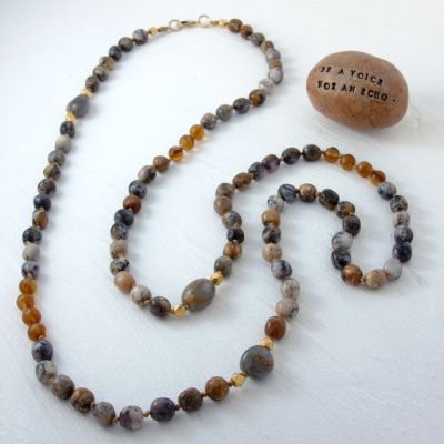 Black Moss Opal Pebble Hero Necklace