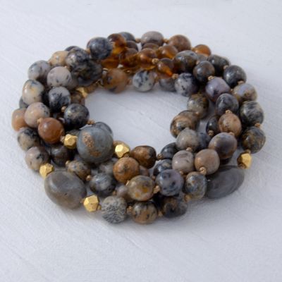 Black Moss Opal Pebble Hero Necklace