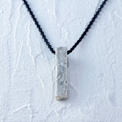 Silver Rustic Bar + Black Necklace