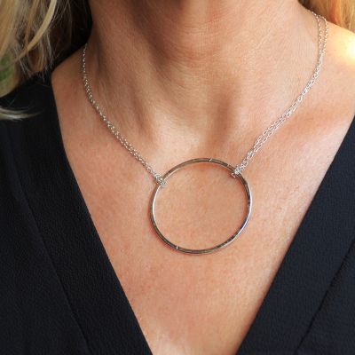 Grandly Encircled Silver Necklace