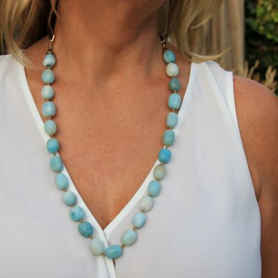 Matte Amazonite Pebble Adjustable Necklace
